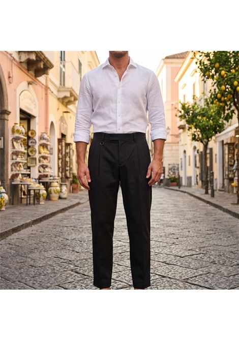 Paolo Pecora Milano Men's Double Pleat Stretch Trousers - Black 9000 PAOLO PECORA |  | B041 01999000